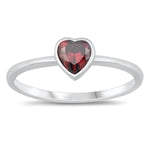 sterling silver heart ring garnet cz