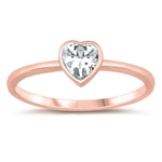 sterling silver heart ring rose gold plated white cz