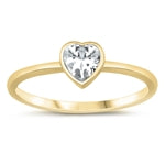 sterling silver heart ring gold plated clear cz