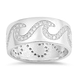 sterling silver wave ring clear cz