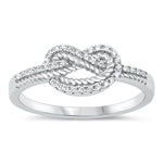 sterling silver knot ring clear cz