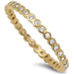 yelllow gold plated cz eternity band sterling silver ring