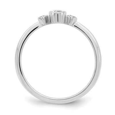 14K White Gold 3-Stone Oval Diamond - Engagement Ring