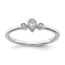 14K White Gold Rope Edge Petite Pear Diamond - Engagement Ring