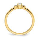 14K Beaded Edge Petite 3-Stone Round Diamond - Engagement Ring