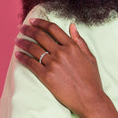 14K White Gold Scalloped Band Round Diamond - Engagement Ring