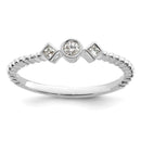 14K White Gold Scalloped Band Round Diamond - Engagement Ring