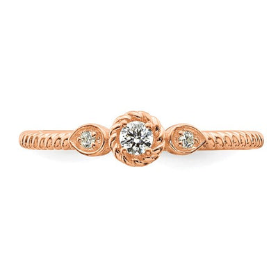 14K Rose Gold Roped Band - Engagement Ring