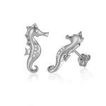 sterling silver seahorse cubic zirconia earrings