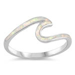 sterling silver wave ring white lab opal
