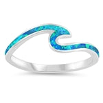 sterling silver wave ring blue lab opal