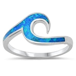 sterling silver wave ring blue opal lab