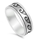 sterling silver wave ring oxidized