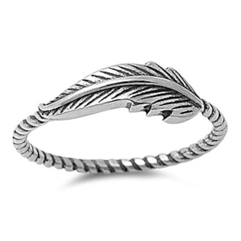 feather design sterling silver ring
