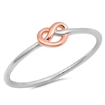 sterling silver love knot ring two tone rose gold plated