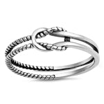 sterling silver love knot ring braided oxidized