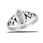 sterling silver celtic ring with clear cz