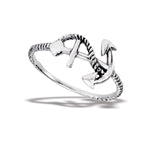 sterling silver anchor with rope line ring