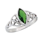 sterling silver Celtic ring with cz emerald