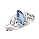 sterling silver celtic ring with blue topaz cz