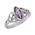 sterling silver celtic ring with amethyst cz