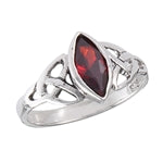 sterling silver celtic ring with garnet cz