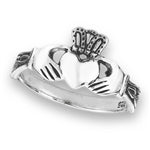 sterling silver claddagh ring with side triquetras