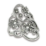 sterling silver flower ring with marcasite