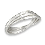 sterling silver hammered triple band ring