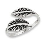 sterling silver adjustable double feather ring