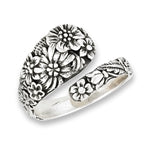 sterling silver spoon ring with flowers