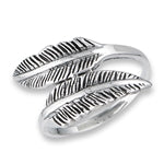 sterling silver double feather ring