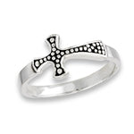 sterling silver graduated dot cross ring