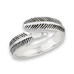 sterling silver adjustable feather ring