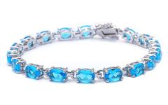 Oval cut Blue Topaz sterling silver  bracelet 7 1/4 long