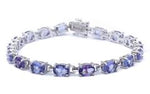 Oval Cut Tanzanite CZ sterling silver bracelet 7 1/4 long