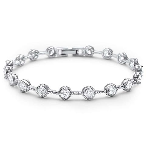 Elegant 7''round clear CZ sterling silver tennis bracelet