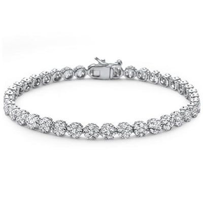 round fine bezel set cz sterling silver bracelet