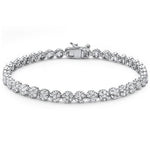 Elegant 7'' round clear CZ sterling silver tennis bracelet