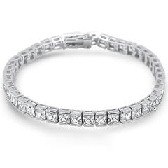 4mm square bezel set  cz sterling silver bracelet