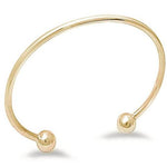 yellow gold plated silver ball end bangle sterling silver bracelet