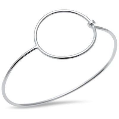 plain circle bangle sterling silver bracelet