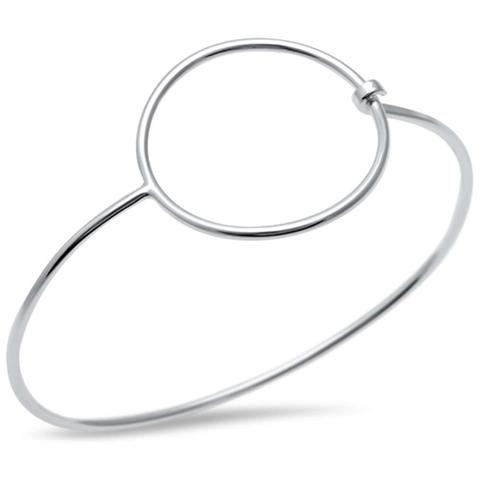 plain circle bangle sterling silver bracelet