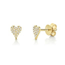 Diamond Pave Heart Stud Earrings - Mini