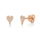 Diamond Pave Heart Stud Earrings - Mini