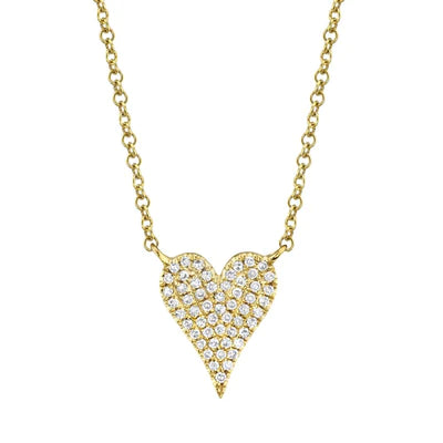 Diamond Pave Heart Pendant Necklace - Small 18"