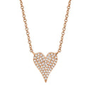 Diamond Pave Heart Pendant Necklace - Small 18"