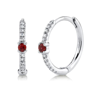 Diamond and Ruby Huggie Earring