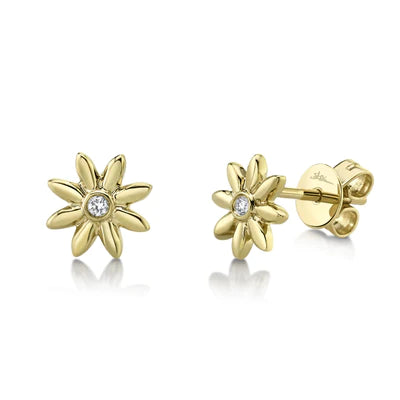 Diamond Flowers Stud Earrings