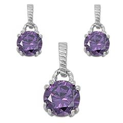 sterling silver amethyst cz earring and pendant set